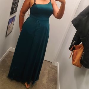 Hunter Green Formal One Shoulder Dress
